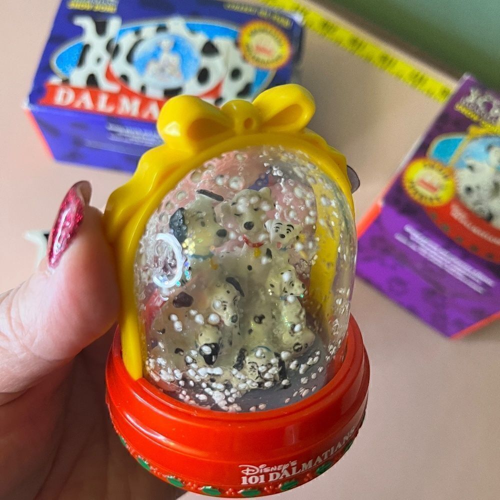 McDonald's Disney's 101 Dalmatians Snow Flurries Snow Globe Ornament 2pc Lot - Picture 7 of 15